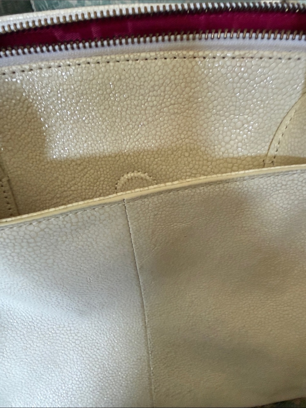 Elaine Turner Ivory Pebbled Leather Tote with Detachable Strap - Picture 7 of 7